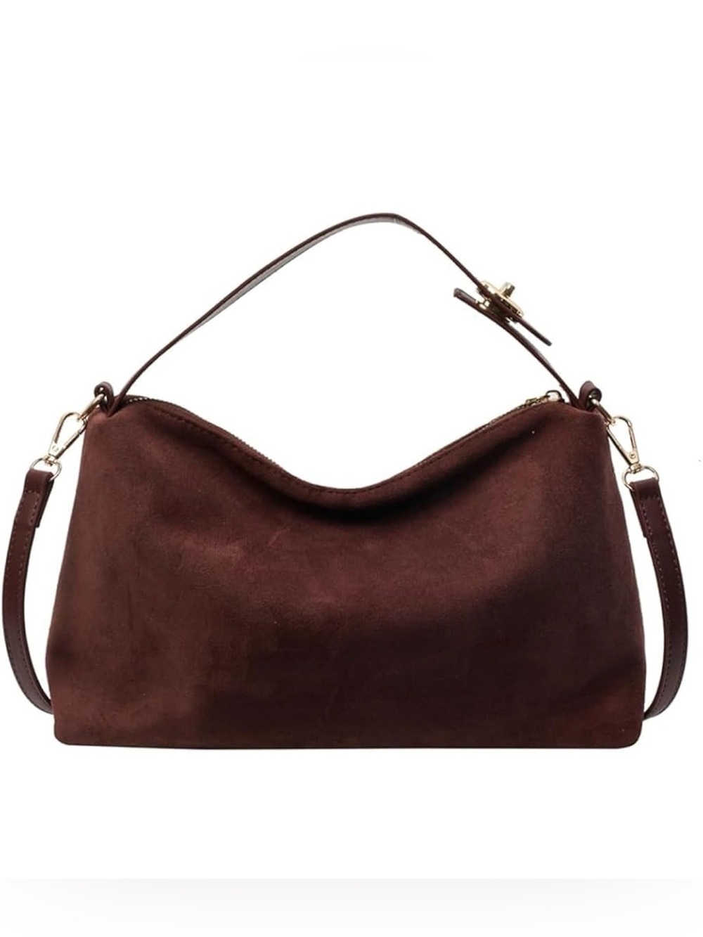 Women's Brown Faux Suede Hobo Bag - Classic Shoulder Style